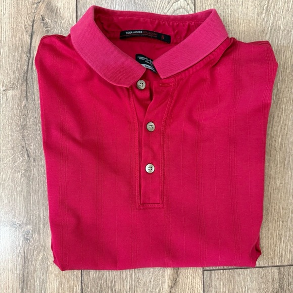 Nike Tiger Woods Collection Shirt Mens L Red Polo Dri Fit  Corp Logo Golf‎ - Picture 1 of 6